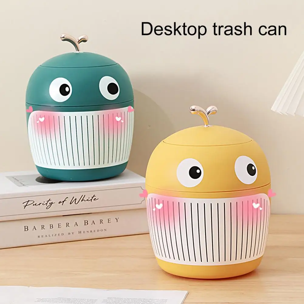 

Small Desk Trash Can with Lid Whale Shape Reusable Waste Bin Round Storage Trash Garbage Can Waste Basket Office Table