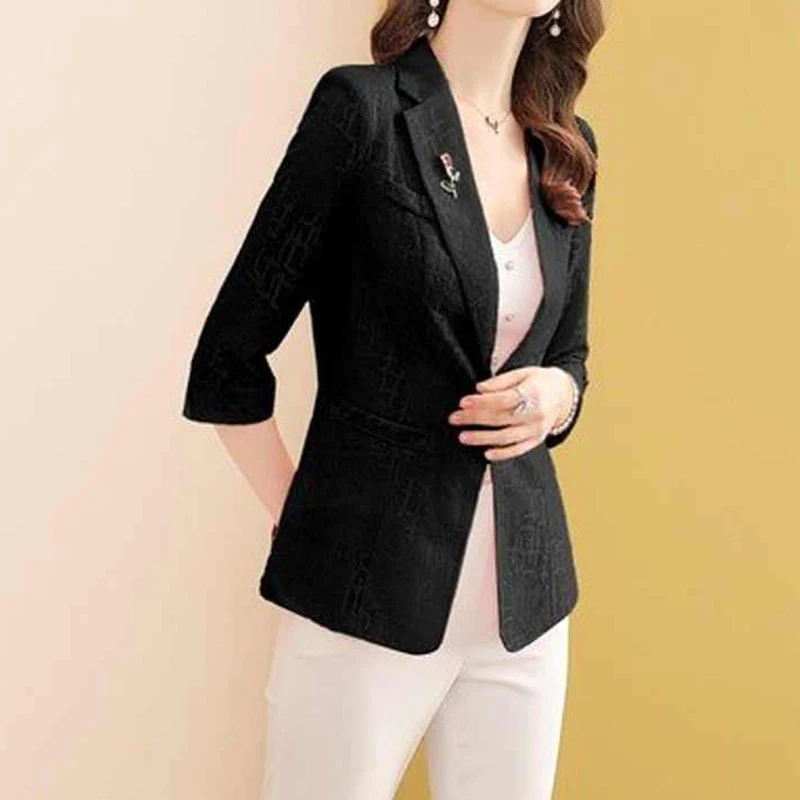 2023 Women's Clothing Solid Color Simplicity Office Lady Business Casual Intellectual Formal Button Notched Dignified Blazers