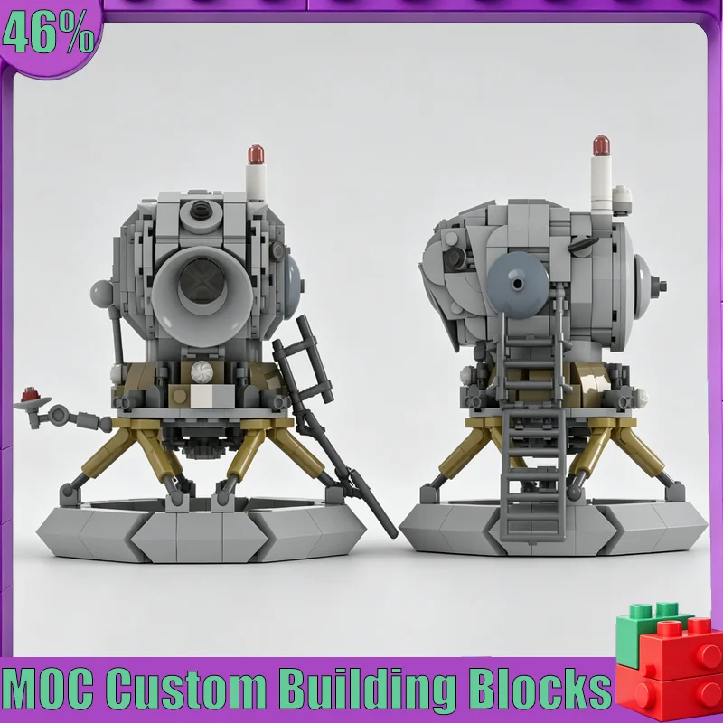 Фото Коллекционный набор MOC Space Lander из 749 деталей: Модуль для посадки на Луну, технический конструктор-головоломка, развивающая игрушка для самостоятельной сборки, популярный подарок №1