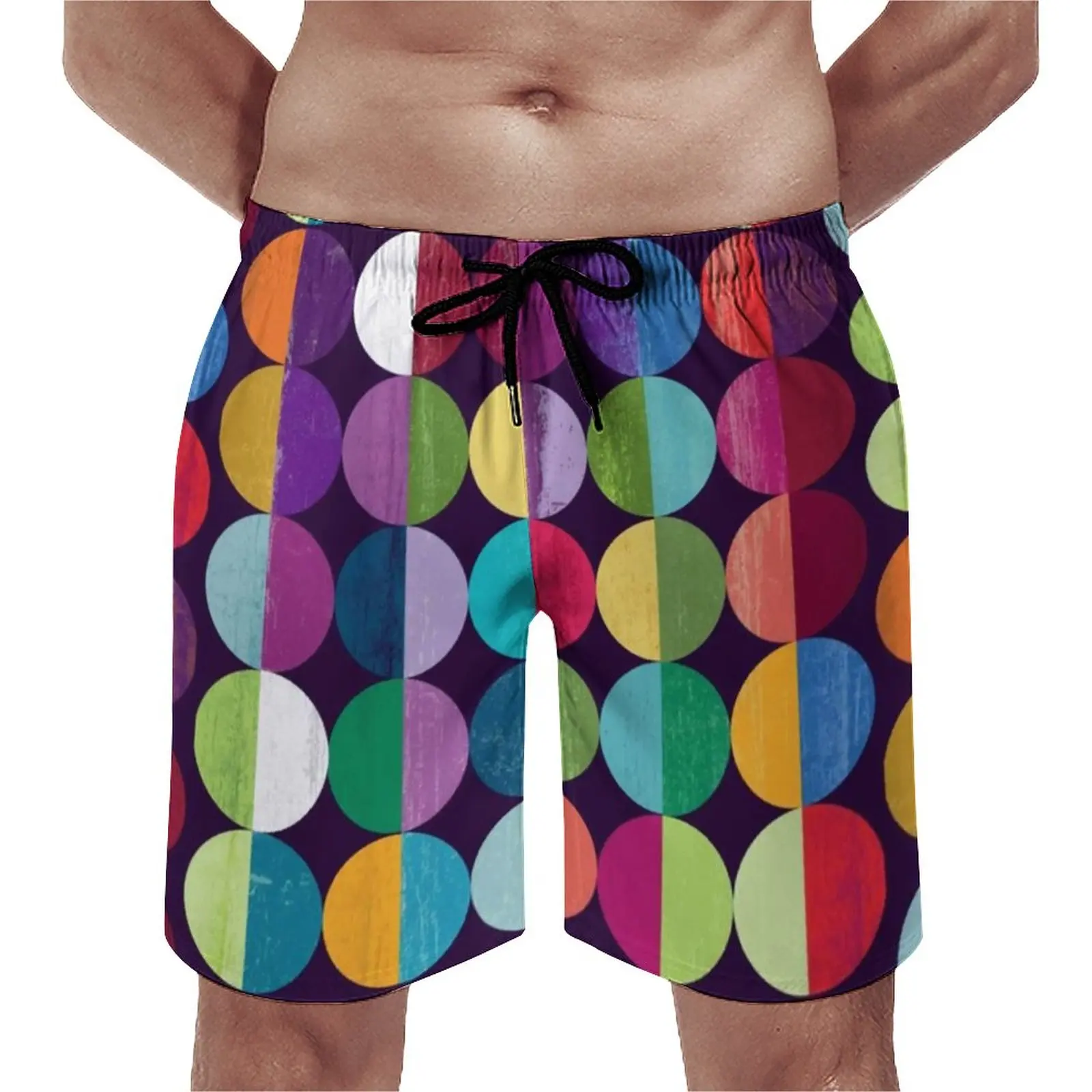 

Colorful Moon Art Board Shorts Circle Print Beach Shorts Elastic Waist Pattern Printing Swimming Trunks Big Size