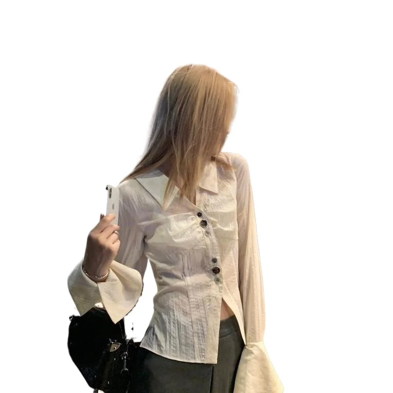 Женская блузка на пуговицах Повседневная Осенняя в Корейском стиле с