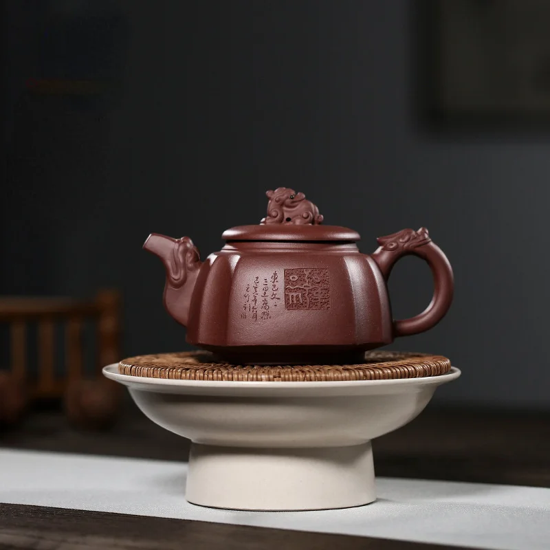 

300ml Yixing Purple Clay Teapots Handmade Tea Pot Ball Shaped Infuser Beauty Kettle Zisha Tea Set 13 Hole Filter Kettle Gifts