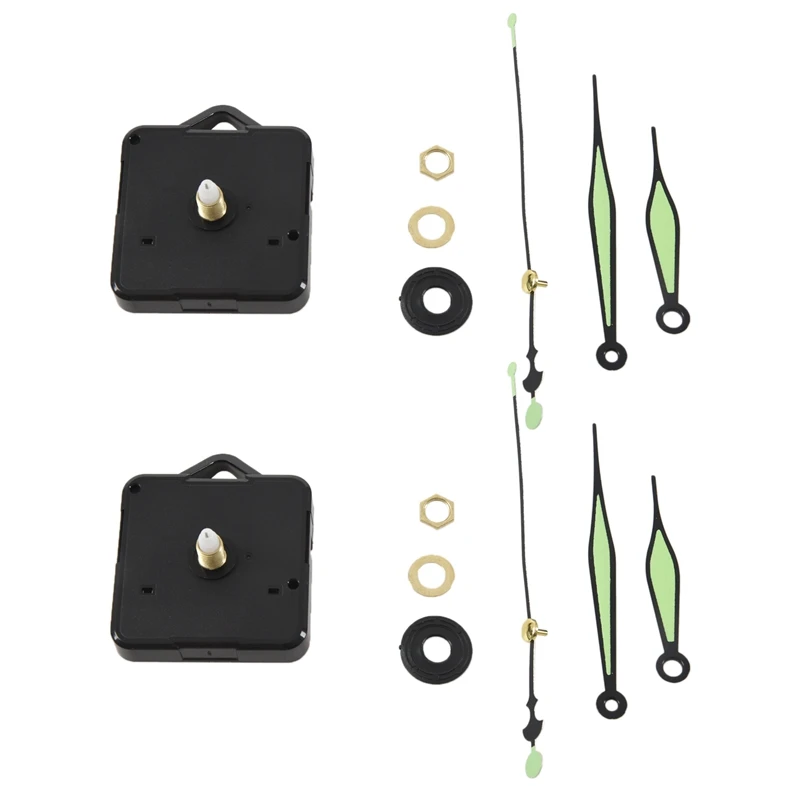 

2X Quartz Clock Movement Mechanism DIY Repair Parts + Luminous Hands