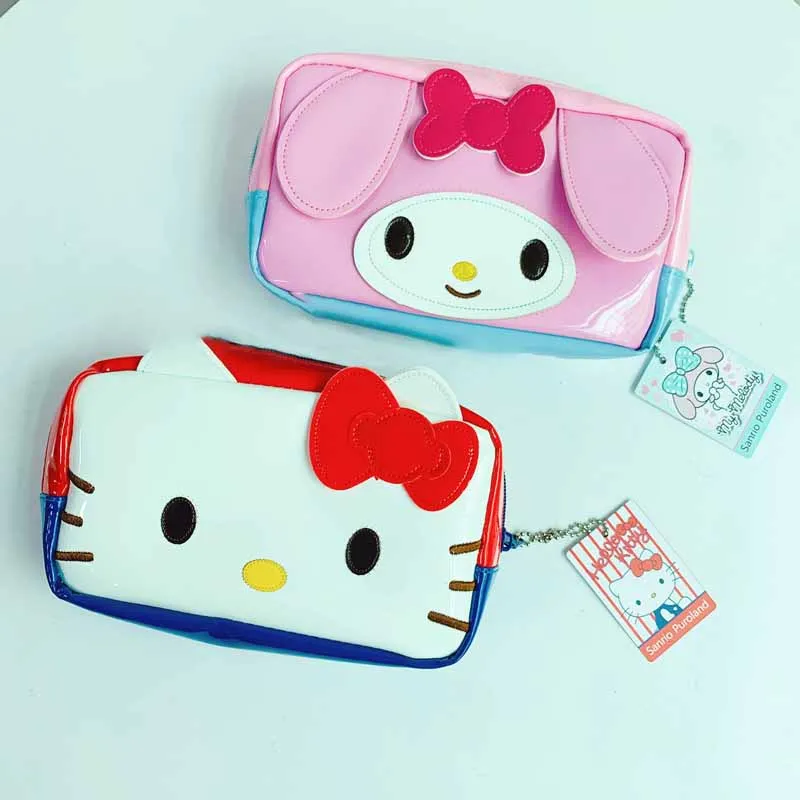

Kawaii Sanrios Мультфильм косметичка MyMelody Kuromi Cinnamoroll pompurins Студенческая Женская вышитая сумка для хранения подарок