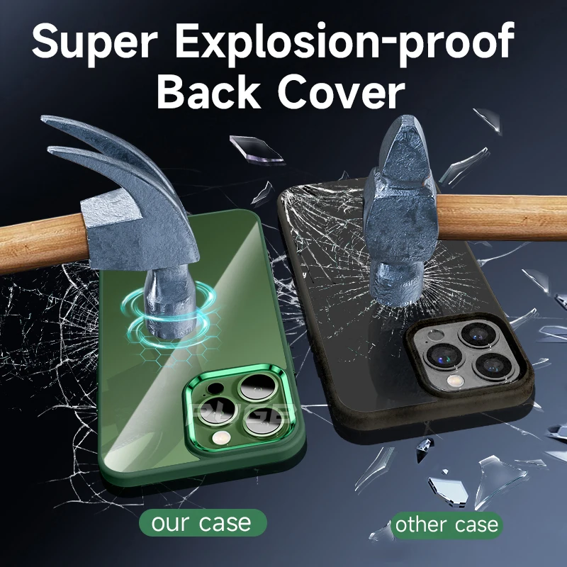 Luxury Metal Camera Protection Shockproof Armor Case for iPhone 14 13 12 11 Pro Max Mini X XR XS 7 8 Plus SE Transparent Cover