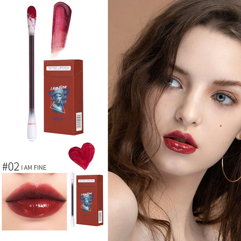 

Liquid Lipstick Dyed Lip Glaze Cotton Swab Lipsticks Waterproof Makeup Long Lasting Lip Gloss Durable Lip Stain Set for Women