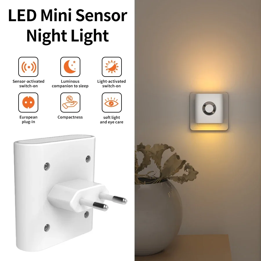 

LED ночник с датчиком движения, теплый белый