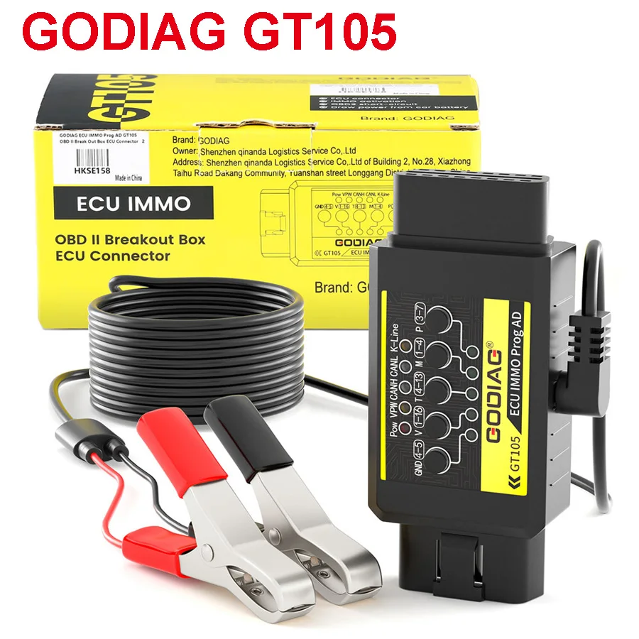 

GT105 GODIAG OBD II Break Out Box Assistant ECU IMMO Prog AD Connector Work with Xhorse VVDI Data Read Write Adapter Protocol
