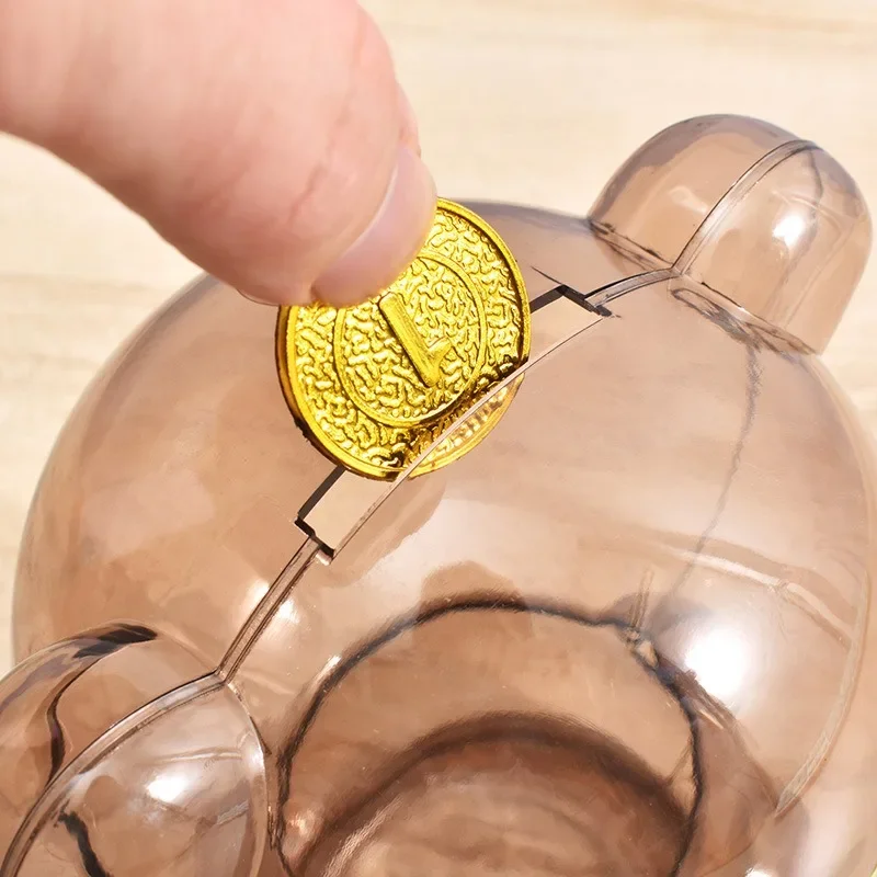 Прозрачная пластиковая копилка для денег