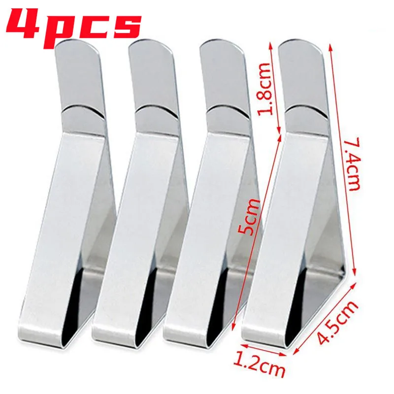 

4Pcs Stainless Steel Tablecloth Tables Cover Clips Holder Cloth Clamps Outdoor Camping Party Table Cover Clip Home Supplies