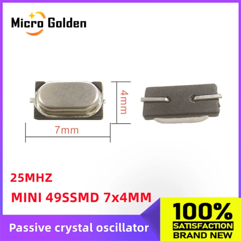 (10 шт.) 25 м 25 МГц 25,000 МГц мини 49SSMD 7x4 мм пластырь пассивный кварцевый Кристаллический Резонатор 2 контакта