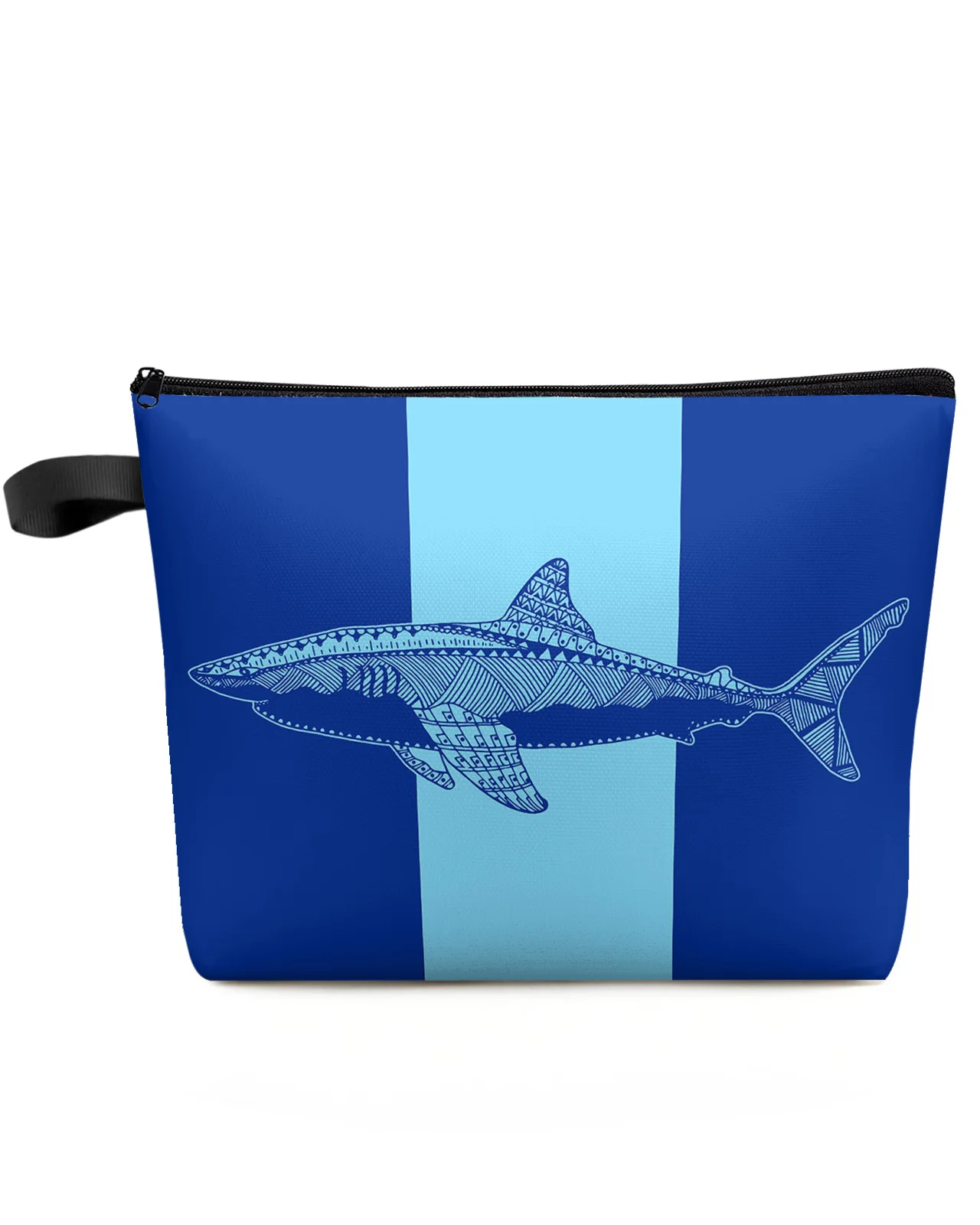 

Summer Blue Striped Shark Makeup Bag Pouch Travel Essentials Lady Women Cosmetic Bags Toilet Organizer Kids Storage Pencil Case