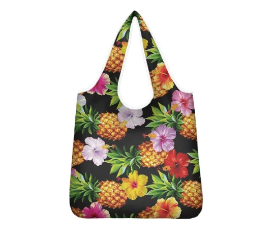 

Многоразовая женская сумка для покупок на одно плечо с 3D-принтом Yikeluo, экологически чистая женская сумка, гавайский цветок с булавкой