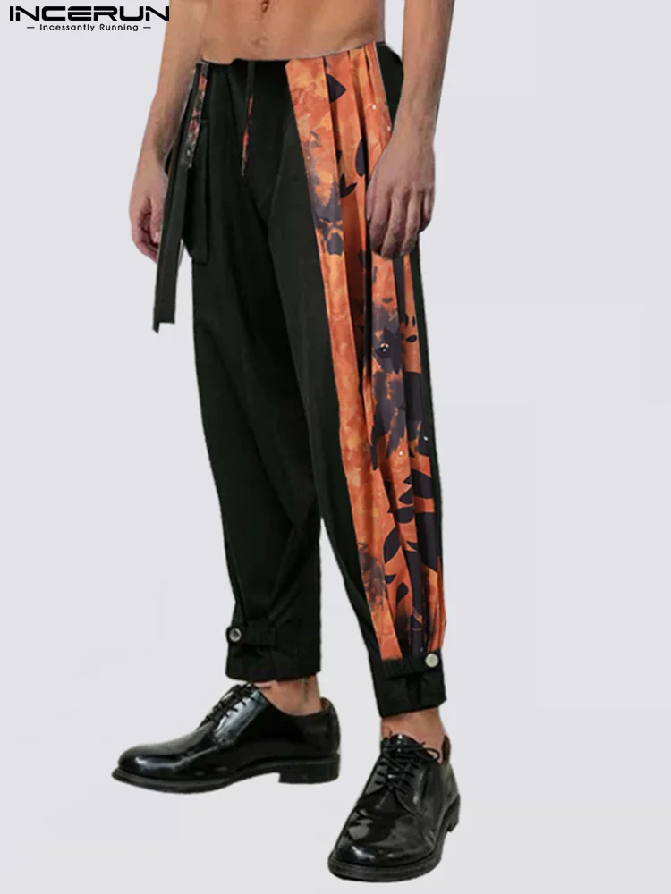 

Casual Party Wear New Men's Trousers Loose Solid Comfortable Pantalons Stylish Male Stitching Tie-dye Pleated S-5XL INCERUN 2022