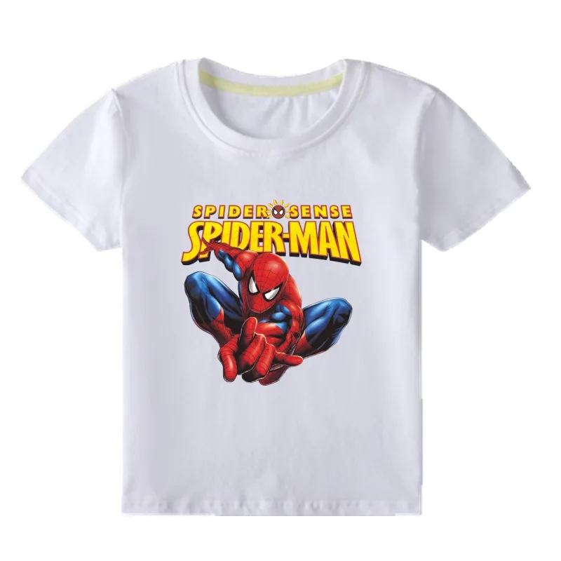 

Marvel 100%Cotton T-shirt Animation SpiderMan Printed Boys Summer Short-Sleeved Clothes Fashion Top Tee For Kids