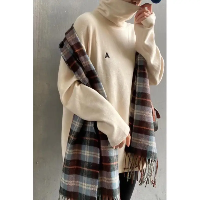 Женская бархатная длинная футболка с высоким воротником простые корейские