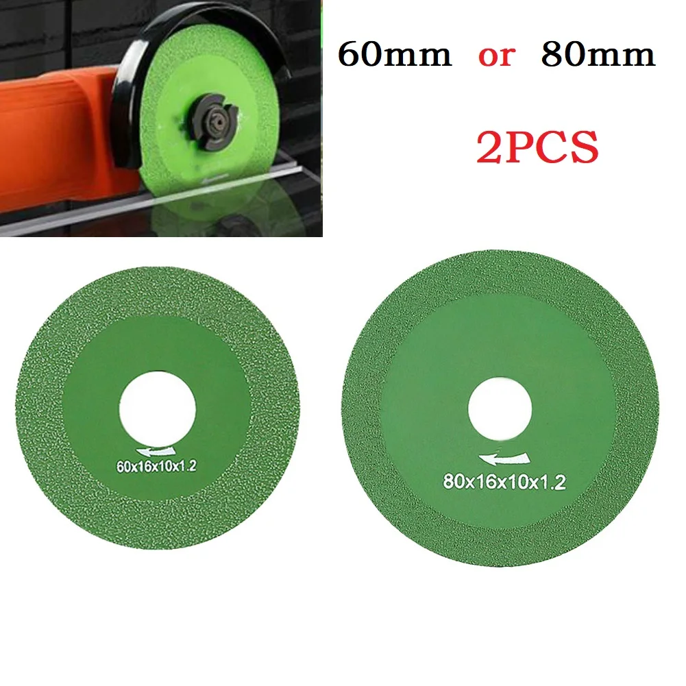 

2Pcs 60/80mm Glass Cutting Disc Marble Saw Blade Ceramic Tile Polishing 1.2mm Thick Grinding Wheel For Angle Grinder Power Tool