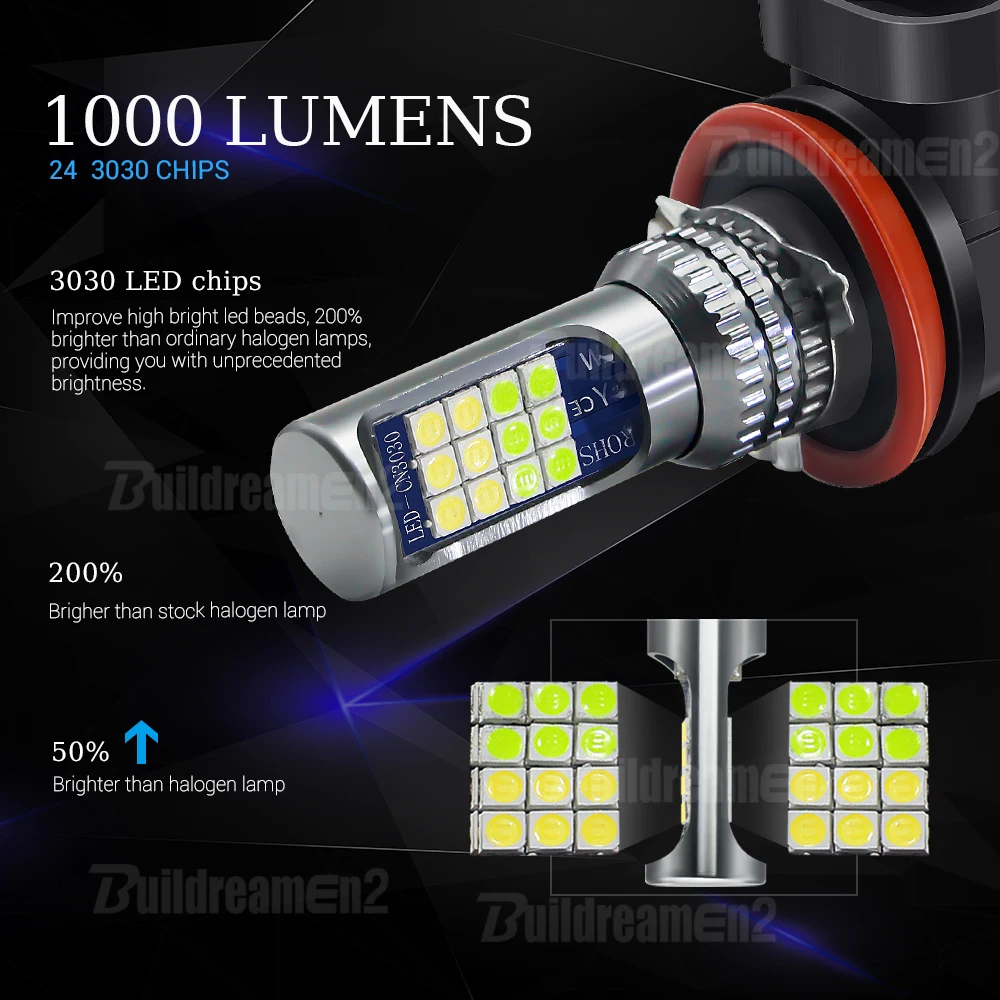 2 шт. H11 Canbus автомобильный правый + левый светодиодный противотуманный фонарь в