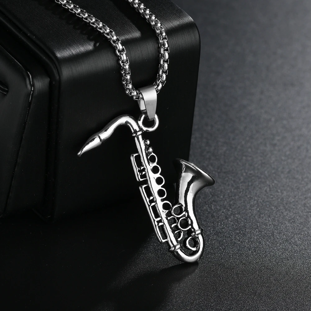 

Classic Sachs Musical Instruments Pendant Women Party Anniversary Creative Gifts Long Chain Necklace Fashion Jewelry 1Pcs