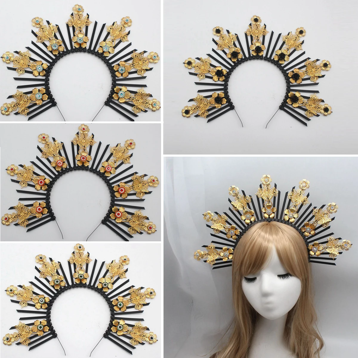 

DIY Kit Lolita Celestial Angel Halo Crown Headpiece Gold Sun Goddess Sunburst Halo Maternity Headband Crown For Photo Shoot
