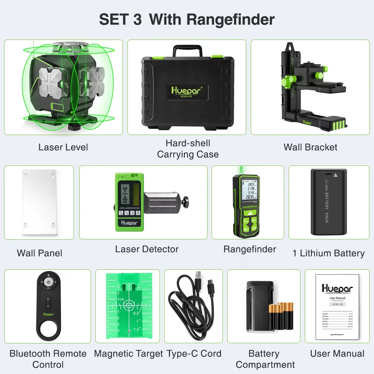 

Huepar 4D 16 линий лазерный уровень зеленый луч