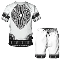 african color 3d printing t shirt men ethnic retro folk custom cloths spring summer casual short sleeeved and shorts set