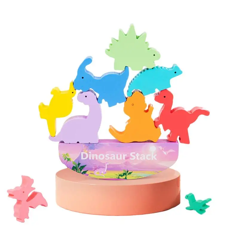 

Dinosaur Stacking Toys Wooden Dino Toys Preschool Montessori Educational Balancing Toys For Kids Boys Girls Fine Motor Skills