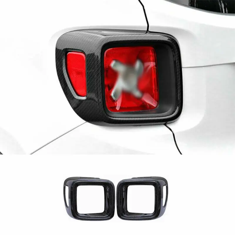 

ABS Carbon Fiber Rear Tail Light Lamp Cover Trim Fit For 2015-2020 Jeep Renegade