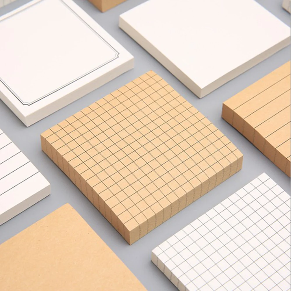 

80 Sheets Memo Pad Sticky Notes Planner Sticker Message Notepad Kraft Paper Convenience Note Blank Grid Horizontal Memo Pads