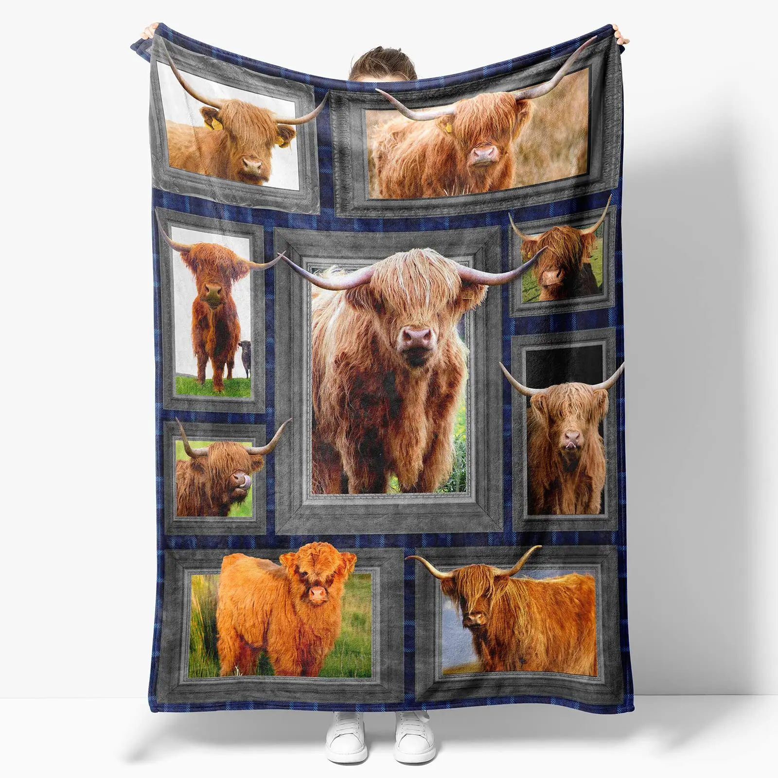 

Highland Cattle Pattern Fleece Blanket for Bed Sofa Western Farm Cow Print Throw Blankets Super Soft Flannel Cozy Warm Bedspread