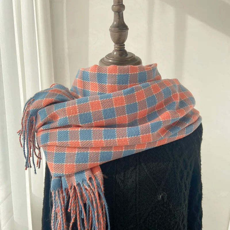 Зимний шарф в японском стиле женские кашемировые теплые шарфы из пашмины толстая