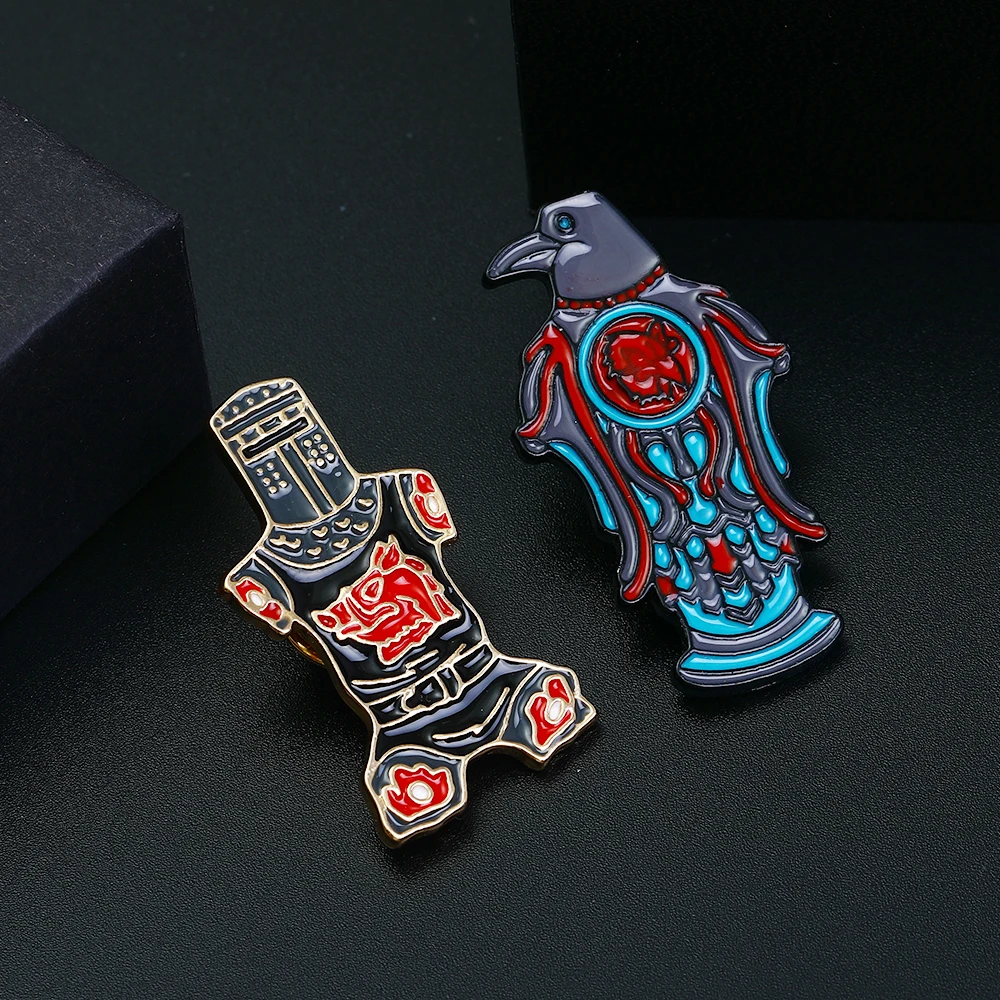 Фото Винтажные эмалированные броши Монти Пайтона и Святого Грааля P markiiity Black Knight «Только общая рана» булавка на лацкан №3
