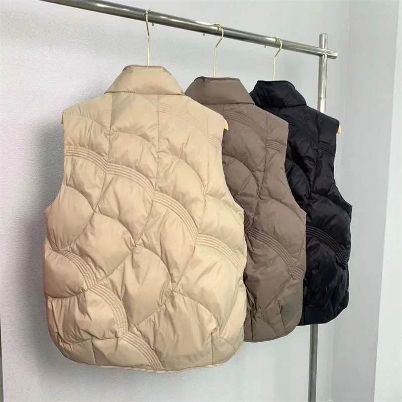 Short Standing Collar Women's Vest Jacket Woman Winter 2023 Thin Down Spring Demi-season with Feathers Ski Suit New In Outerwear