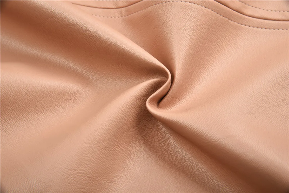 Женская юбка средней длины Однотонная из искусственной кожи прямая с высокой