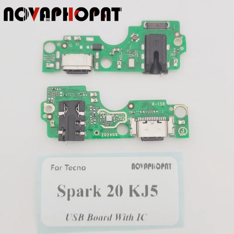 Фото Для Tecno Spark 20 KJ5 USB-док-станция, порт для зарядного устройства, разъем для наушников, разъем для микрофона, гибкий кабель для зарядки, плата с микросхемой №1