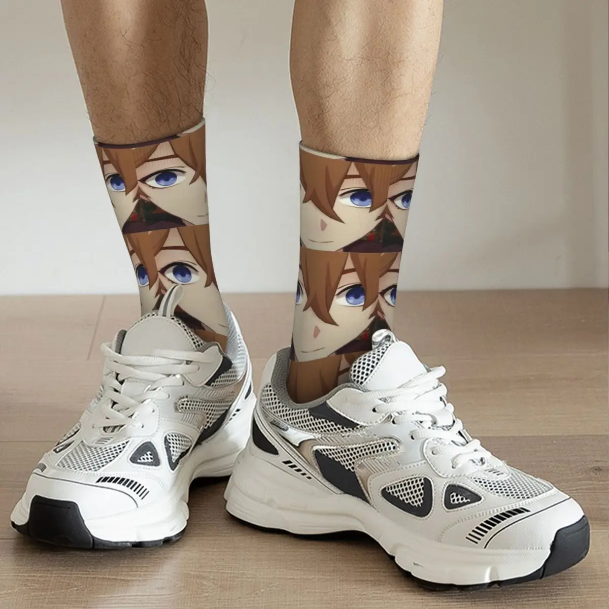 Hip Hop Vintage Childe Tartaglia Face Meme Crazy Men's compression Socks Unisex Genshin impact Harajuku Pattern Crew Sock