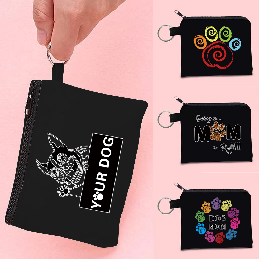 

Coin Purse Mini Wallet Women Pouch with Money Change Earphone Credit Card Small Makeup Bag Holder Footprints Print Pattern Pack