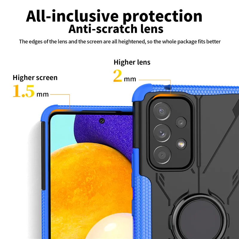 Shockproof Cover For Samsung Galaxy A53 5G Case Samsung A53 Cover 6.5 inch Armor PC Protective Ring Stand Bumper For Samsung A53