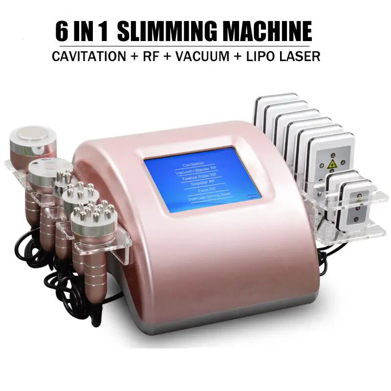 

6 IN 1 Ultrasonic Cavitation Vacuum RF Weight Loss Body Slimming Weight Loss Skin Tightening Body Shaping Massage Equipment
