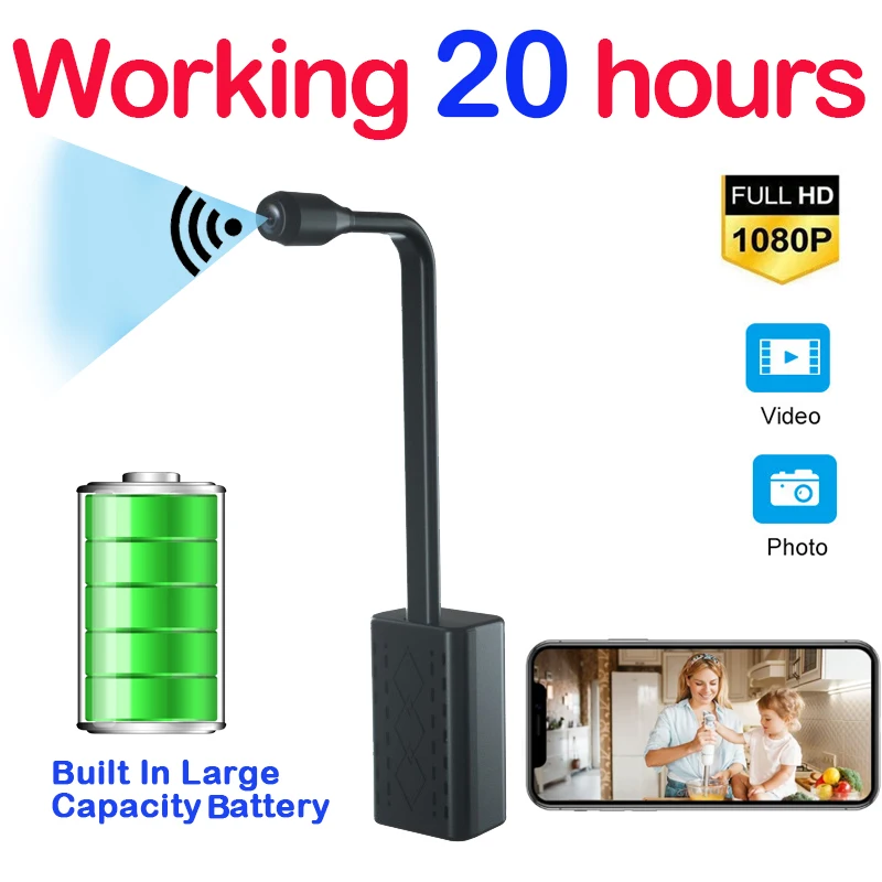 Мини-камера видеонаблюдения HD с циклической записью защитой и датчиком |