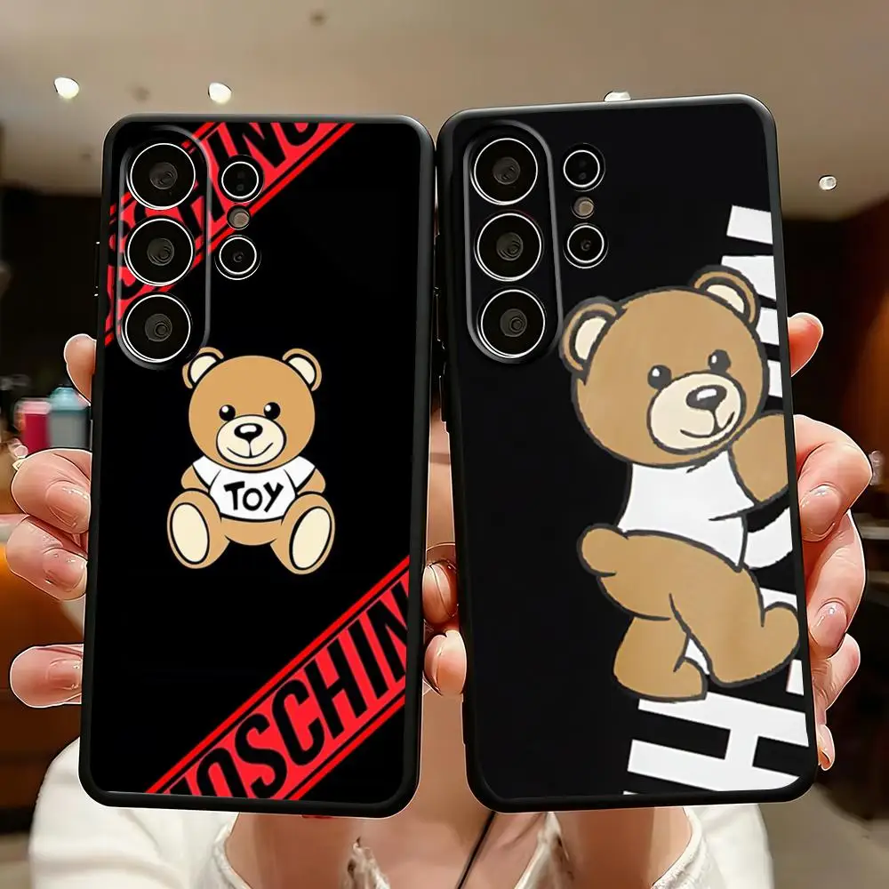 Фото Роскошный милый чехол для телефона с медведем M-MoschinoES для Samsung Galaxy S26 S25 S24 S23 S22 S21 S20 Plus Ultra Note20, мягкий, черный. №4