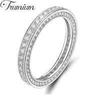 trumium 925 sterling silvers womens rings cubic zirconia stackable eternity engagement wedding band width 3mm size 4 12