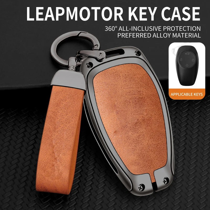 

Car Key Case Cover For Leapmotor C11 S01 T03 Zinc Alloy Leather Protectoin Fob Bag Keychain Auto Styling Decoration Accessories