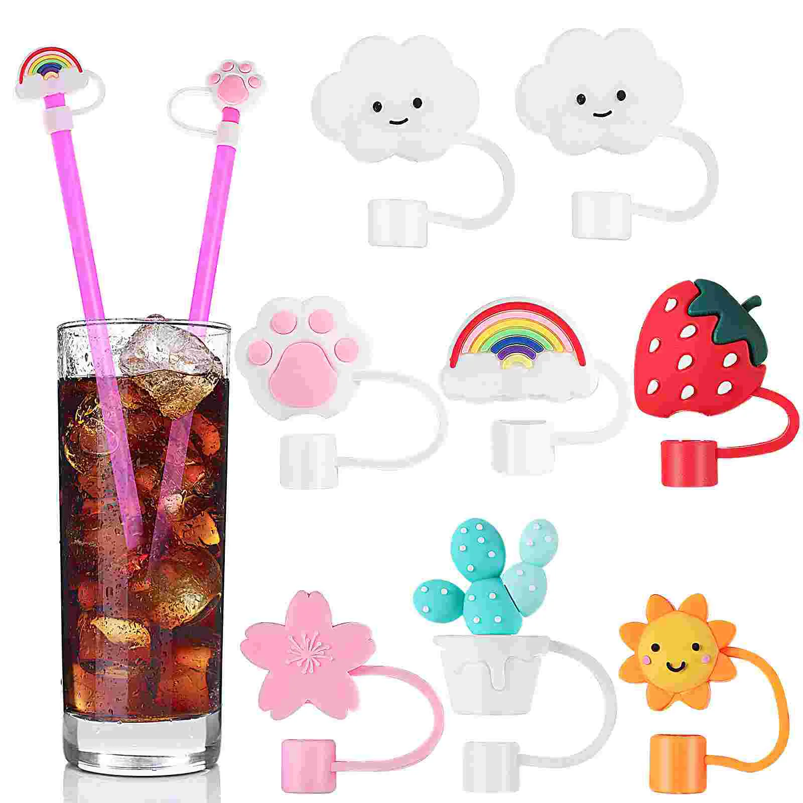 

8 Pcs Silicone Straw Cover Drinking Covers Stopper Protector Silica Gel Girl Tip