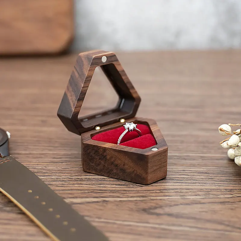 

Solid Wood Window Jewelry Box Personalized Ring Pendant Portable Garment Necklace Earring Gift Packaging Storage Supplies