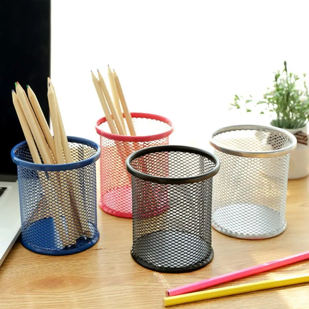 

Pen Container Round Can Metal Hollow Pencil Holder Pencil Holder for Living Room
