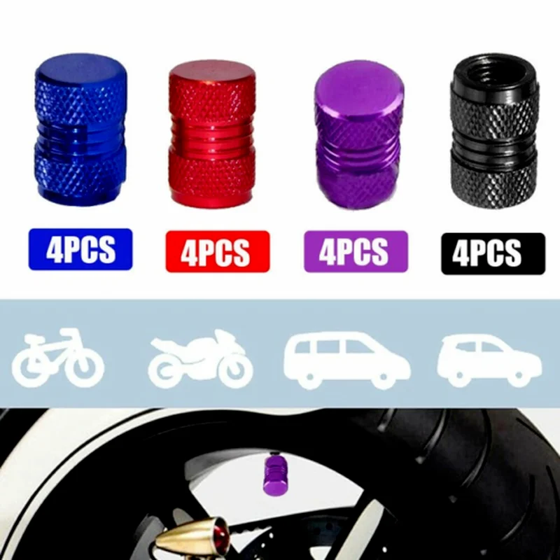 

4pcs Car Tyre Tire Wheel Rims Stem Air Valve Screws Cap Dust Cover Accessories