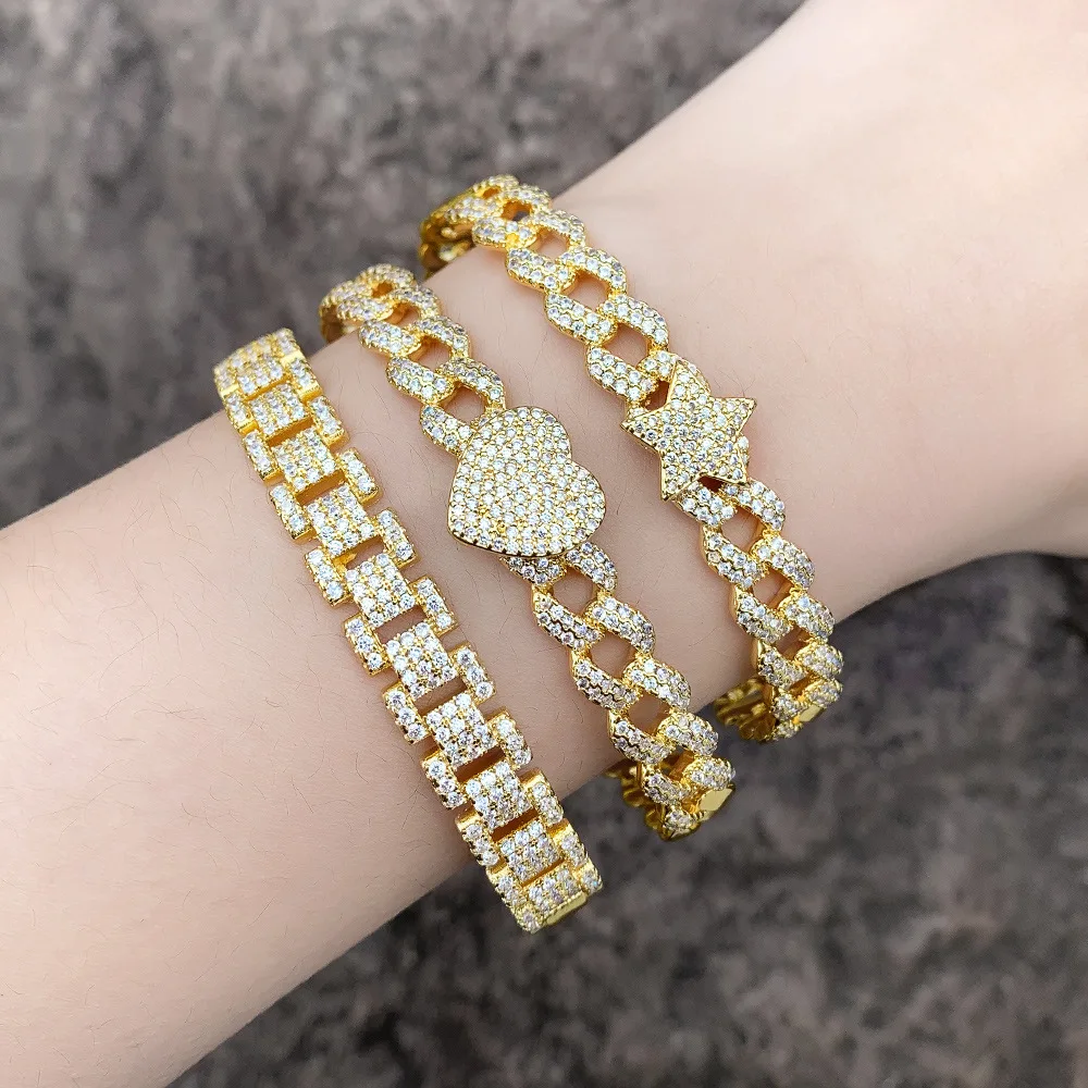 

Light Luxury Full Diamond Zircon Gold Copper Bracelet Niche Design Senior Sense Fashion Opening Women's Jewelry Wholesale