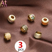 3pcslot multicolor cubic zirconia beads for diy bracelet making circle cylinder tube charms beads wholesale copper luxury