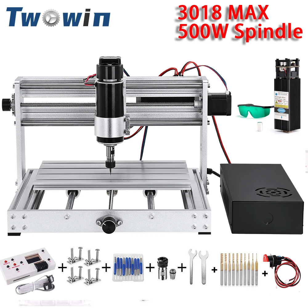 TWOWIN 3018 Max 500W CNC Laser Engraver DIY Cutting Milling Router Laser Engraving Machine Wood Metal Stone Printer